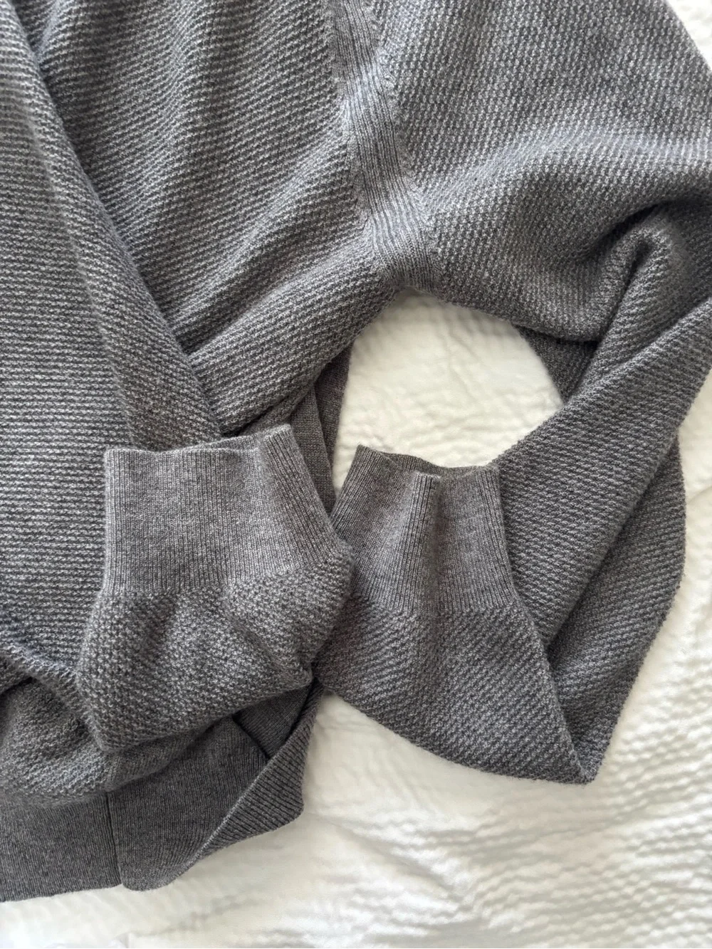 Reiss Gray Textured Funnel Quarter zip Wool Blend Sweater